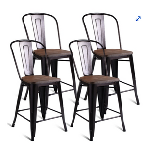 Set of 4 Metal Wood Counter Stool Kitchen Dining Bar Chairs Rustic, scratch & dent 1 chair