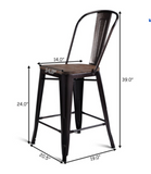 Set of 4 Metal Wood Counter Stool Kitchen Dining Bar Chairs Rustic, scratch & dent 1 chair