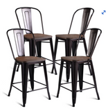 Set of 4 Metal Wood Counter Stool Kitchen Dining Bar Chairs Rustic, scratch & dent 1 chair