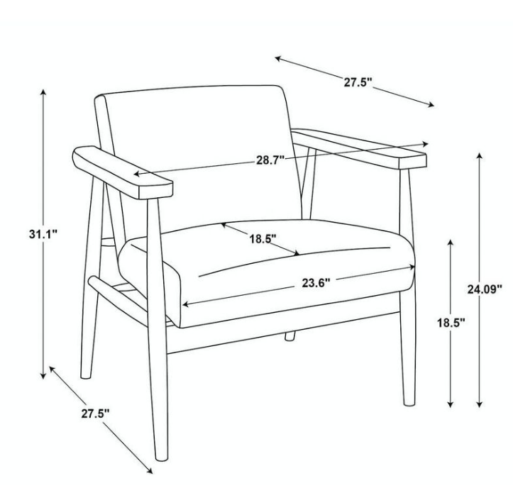 Upholstered Natural Wood Accent Chair, Oatmeal