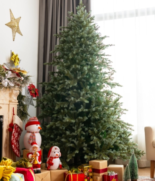 7-ft Artificial Christmas Spruce Hinged Tree with 1260 Mixed PE and PVC Tips,