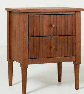 Solid Wood 2-Drawer Nightstand Brown