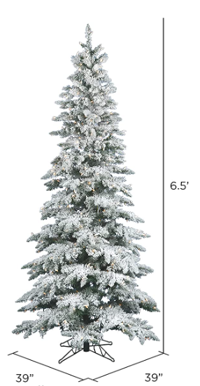 Vickerman Slim Utica 6.5' Flocked Artificial Christmas Tree w/ White Light