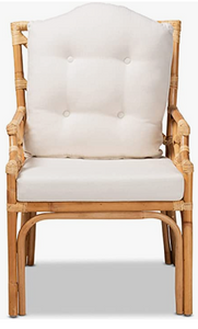 Modern and Contemporary Natural Finished Rattan Armchair, cushion not tufted as per image