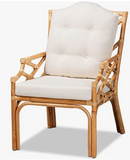 Modern and Contemporary Natural Finished Rattan Armchair, cushion not tufted as per image