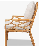 Modern and Contemporary Natural Finished Rattan Armchair, cushion not tufted as per image