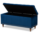 Kathleen Velvet Upholstered Button Tufted Storage Ottoman Bench