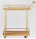 Mira, Metal, Wood, and Leather Bar Cart