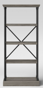 Cast Iron Bookcase, Black frame, light brown shelves