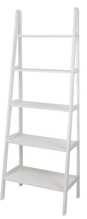 72``, 5 Shelf Ladder Bookcase, white, assembled