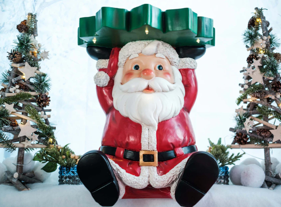 Indoor / Outdoor, Holiday Memories  Stools Santa with lights