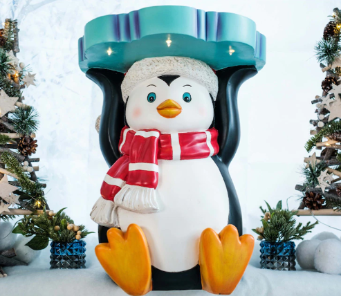 Indoor / Outdoor, Holiday Memories  Stools Penguin with lights, Scratch & Dent Top