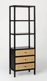 72" Spencer Bookshelf with Drawers Black