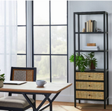 72" Spencer Bookshelf with Drawers Black