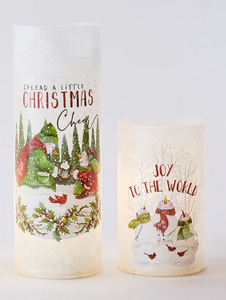 Holiday Memories Frosted Glass Luminaries (Set of 2)