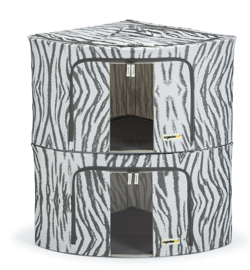 OrganizeMe Large Corner Storage Bins (2-Pack) - WHITE TIGER