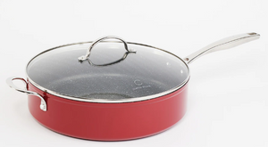 Curtis Stone 5.5-Quart Covered Saute Pan, red