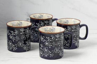 temp-tations Canteen Mugs (Set of 4), 14oz, grey/blue