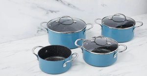 Curtis Stone 7-Piece Sauce Pan Set, blue