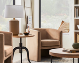 EXTRA $100 OFF, now $159.99,  Barrel Accent Chair Light Brown Velvet