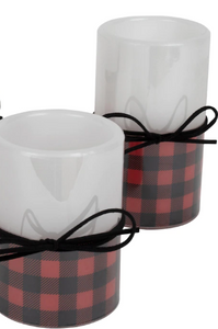 Holiday Memories 2-Piece Battery Operated Candle Set - PLAID