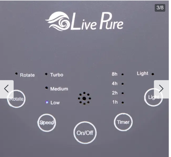 LivePure Bladeless Auto-Duster Fan, Oscillating Fan with Filter - White