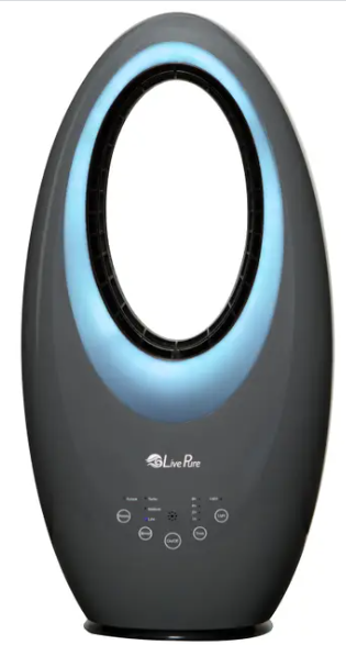 LivePure Bladeless Auto-Duster Fan, Oscillating Fan with Filter - Grey