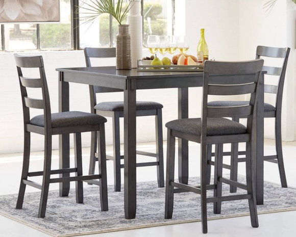 Ashley Furniture, Counter Height Dining Table and Barstools Gray , assembled, scratch & dent