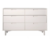 Solid Wood 6 Drawer Dresser, assembled, white