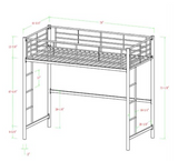 Twin  Metal Loft Bed, In Box Unassembled, SPECIAL