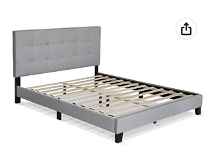 Platform Bed, Grey, Queen, In Box Unassembled, SPECIAL