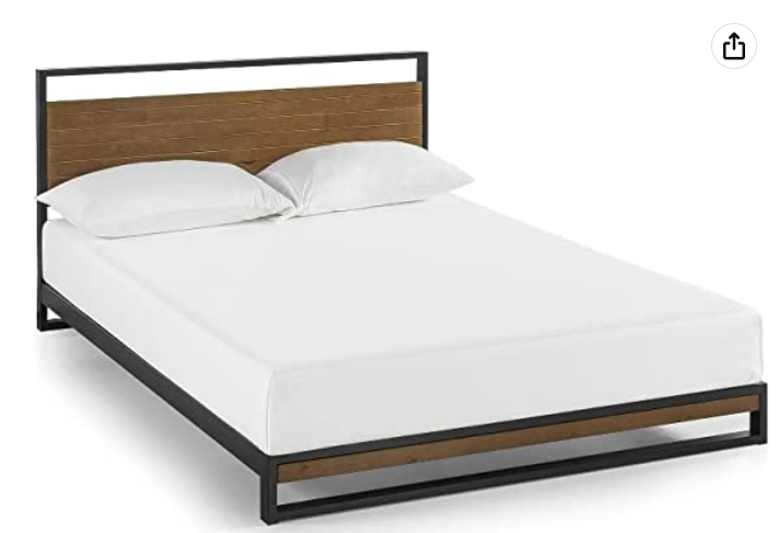 Zinus, Suzanne,  Metal/Wood Platform Bed, King, In Box Unassembled, SPECIAL