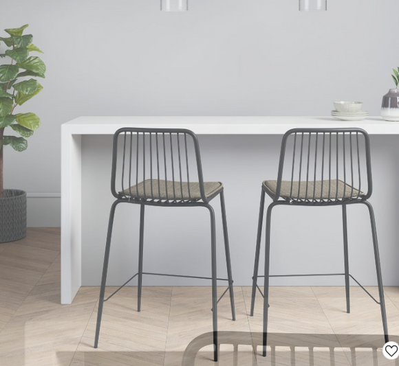 Set of 2  Square Seat Wire, 24.5`` Counter Height Barstool