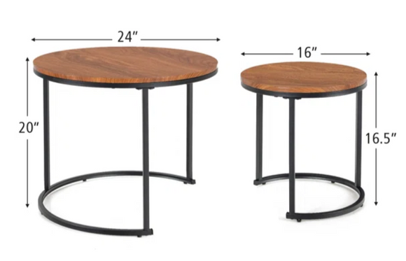 2pcs  Modern Side Round Nesting Coffee Table Set, Scratch & Dent