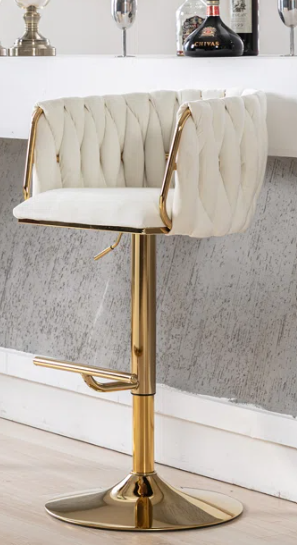 swivel adjustable height bar stool, ivory