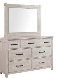 Modern Farmhouse Mirror, wood frame, light grey wash, mirror only, dresser not included