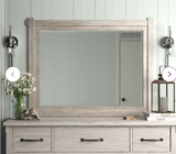 Modern Farmhouse Mirror, wood frame, light grey wash, mirror only, dresser not included