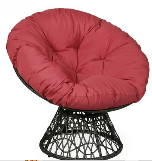 Rattan Papasan Chair Ergonomic Chair 360-degree Swivel Soft Cushion