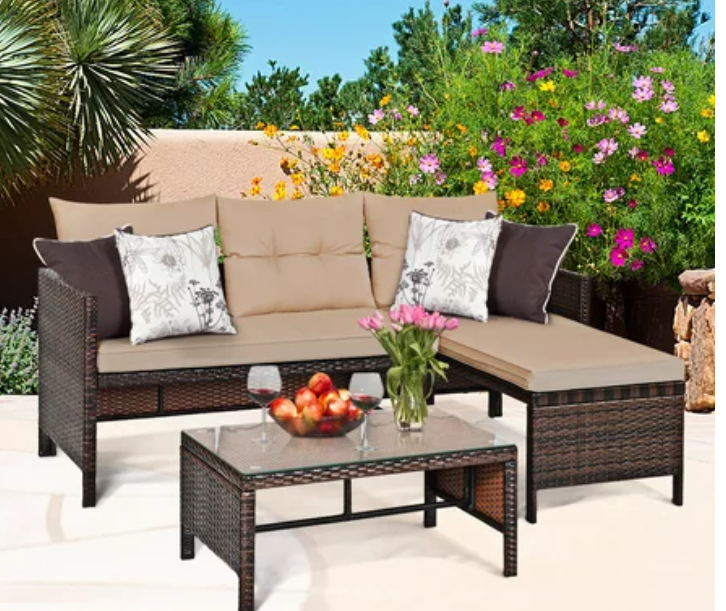 3 PIECE WICKER PATIO FURNITURE SET * FULLY ASSEMBLED*