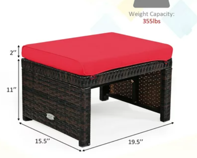 2PCS Patio Rattan Ottoman, in box