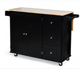 Drop-Leaf Kitchen Island Trolley Cart Wood Storage Cabinet, assembled