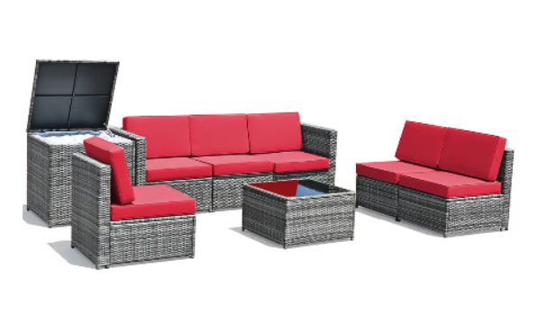 8 PCS Wicker Sofa Rattan Furniture Set, assembled, cushions not a perfect match but very close