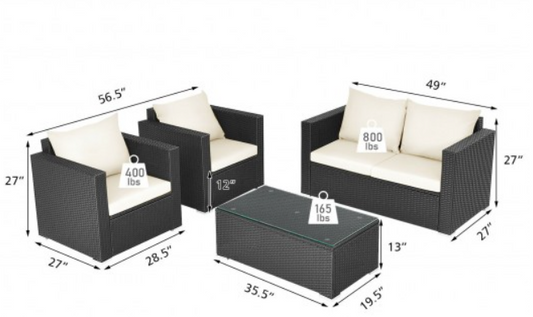 4 Piece Wicker Set, fully assembled