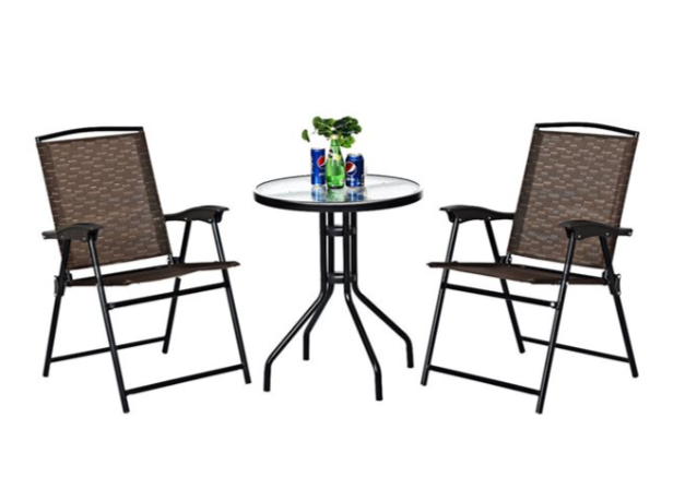 3 Piece Bistro Set. assembled, folding chairs