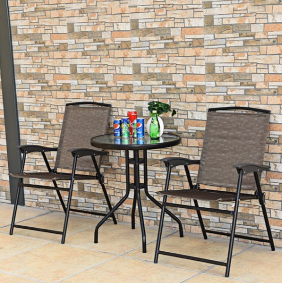 3 Piece Bistro Set. assembled, folding chairs