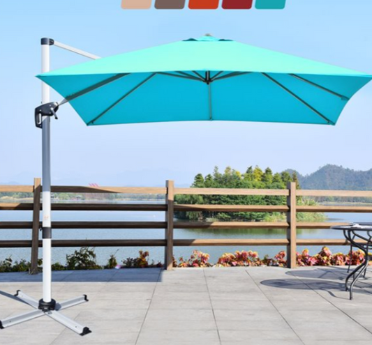 10-ft Blue Cantilever Offset Umbrella, in box, base support sold separate