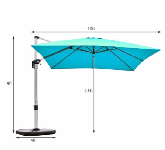 10-ft Blue Cantilever Offset Umbrella, in box, base support sold separate