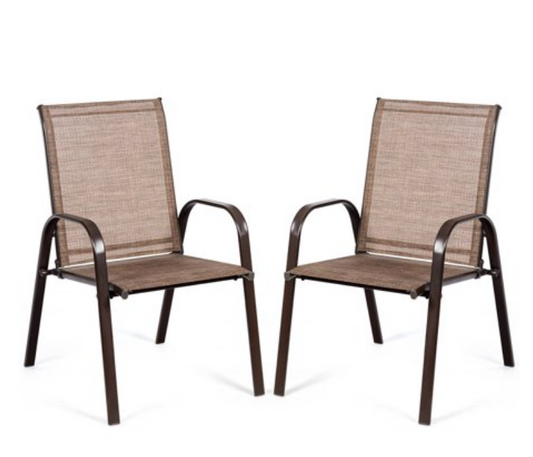 2PCS Patio Chairs Dining Chair Deck Yard