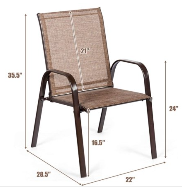 2PCS Patio Chairs Dining Chair Deck Yard