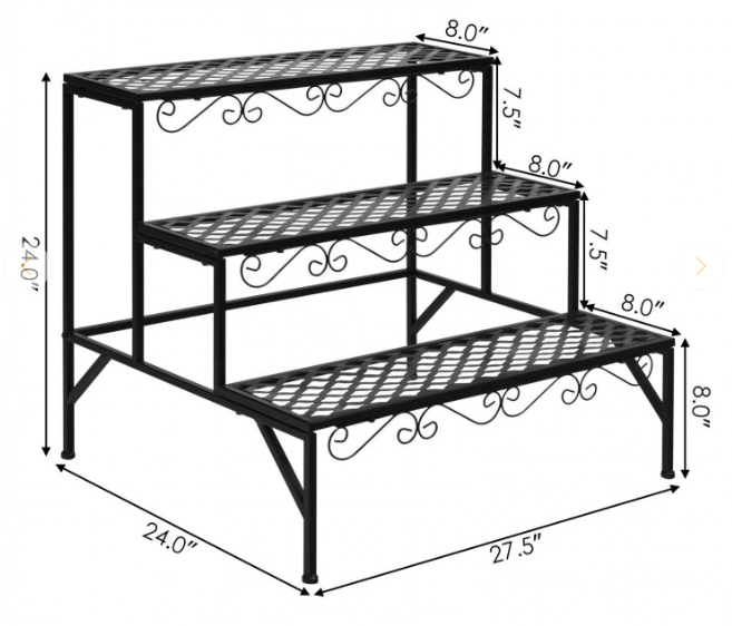 3 Tier Metal Patio Plant Stand